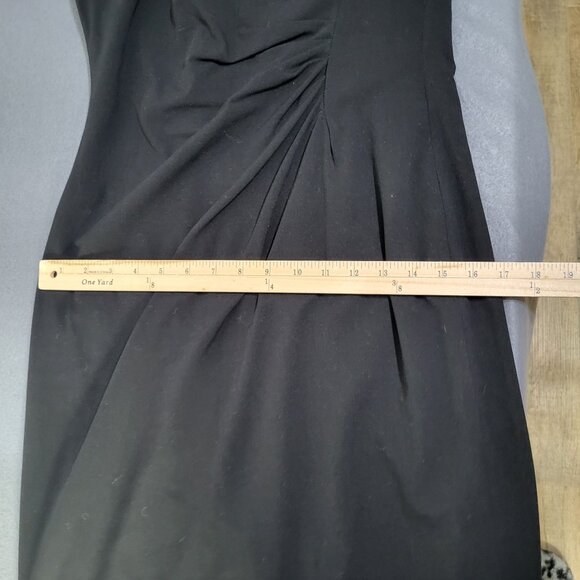 Calvin Klein Black Dress Womens SZ 8 Side Ruched Sheath Cocktail LBD - Picture 8 of 9